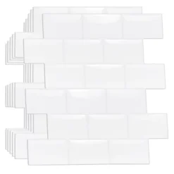 20 Pieces 30.5 X 15.4 Cm 3D Tile Stickers Pure White Glossy