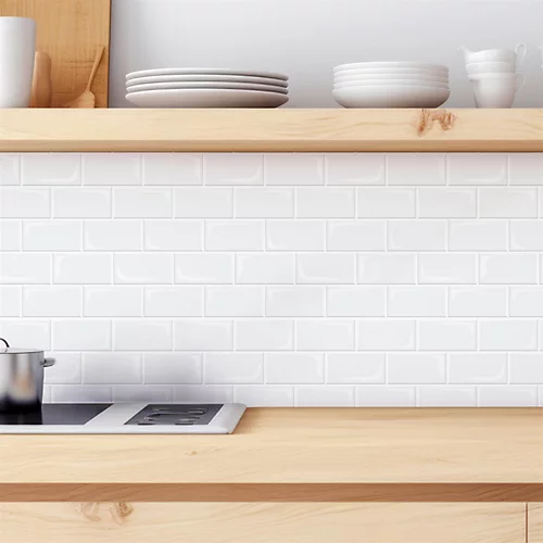 20 Pieces 30.5 X 15.4 Cm 3D Tile Stickers Pure White Glossy 4 20 Pieces 30.5 X 15.4 Cm 3D Tile Stickers Pure White Glossy - Image 2