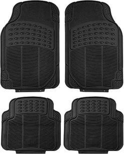 4 Pieces Universal Heavy Duty Rubber Car Mat Non-Slip Deep Dish For Cars SUV Truck And VAN, Water Proof Luxury Floor Mat Sets