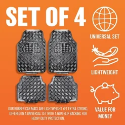 4pc Heavy Duty Alloy Checker Chrome Plate Mat Aluminium Effect Car Mats Set Van Carbon -Floors Specialty Shop 4pc heavy duty alloy checker chrome plate mat aluminium effect car mats set van carbon5056316718790 04c MP