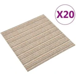Carpet Floor Tiles 20 Pcs 5 M2 50x50 Cm Striped Beige