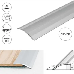 A48 41mm Anodised Aluminium Self Adhesive Door Threshold Ramp Profile - Silver, 1.0m -Floors Specialty Shop a48 41mm anodised aluminium self adhesive door threshold ramp profile silver 1 0m5908293115645 03c MP