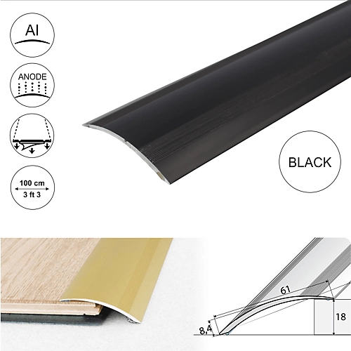 A49 61mm Anodised Aluminium Self Adhesive Door Threshold Ramp Profile - Black, 1.0m 5 A49 61mm Anodised Aluminium Self Adhesive Door Threshold Ramp Profile - Black, 1.0m - Image 3