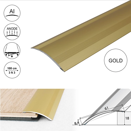 A49 61mm Anodised Aluminium Self Adhesive Door Threshold Ramp Profile - Gold, 1.0m 5 A49 61mm Anodised Aluminium Self Adhesive Door Threshold Ramp Profile - Gold, 1.0m - Image 3