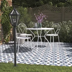 Bouquet Blue Matt Geometric Porcelain Wall & Floor Tile, Pack Of 7, (L)450mm (W)450mm -Floors Specialty Shop bouquet blue matt geometric porcelain wall floor tile pack of 7 l 450mm w 450mm5060430119128 01i bq