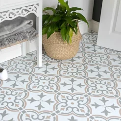 D-c-fix Stencil Motif Green Self Adhesive Vinyl Floor Tiles Pack Of 11 (1sqm)