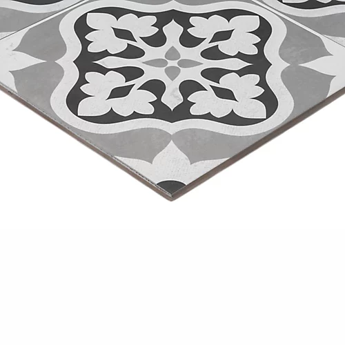Dagenham Grey & White Matt Floral Porcelain Wall & Floor Tile, Pack Of 7, (L)450mm (W)450mm 5 Dagenham Grey & White Matt Floral Porcelain Wall & Floor Tile, Pack Of 7, (L)450mm (W)450mm - Image 3