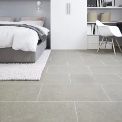 GoodHome Bossa Nova Grey Plain Stone Effect Vinyl Tile, Pack Of 7 -Floors Specialty Shop goodhome bossa nova grey plain stone effect vinyl tile pack of 75059340221618 01i