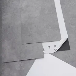 GoodHome Bossa Nova Grey Plain Stone Effect Vinyl Tile, Pack Of 7