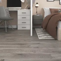GoodHome Bossa Nova Grey Plain Wood Effect Vinyl Tile, Pack Of 7 -Floors Specialty Shop goodhome bossa nova grey plain wood effect vinyl tile pack of 75059340221670 01i
