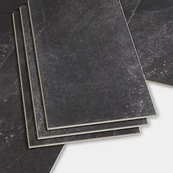 GoodHome Jazy Charcoal Tile Effect Vinyl Tile, 2.23m² Pack Of 12