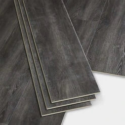 GoodHome Jazy Dark Grey Wood Effect Vinyl Tile, 2.24m² Pack Of 8