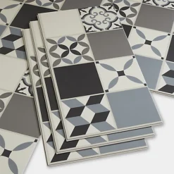 GoodHome Jazy Grey Mosaic Effect Vinyl Tile, 2.23m² Pack Of 12