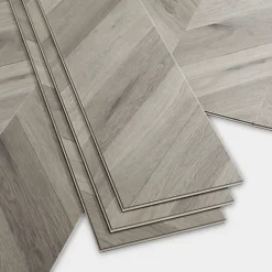 GoodHome Jazy Grey Parquet Effect Vinyl Tile, 2.24m² Pack Of 8
