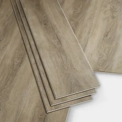 GoodHome Jazy Natural Grey Wood Effect Vinyl Tile, 2.24m² Pack Of 8