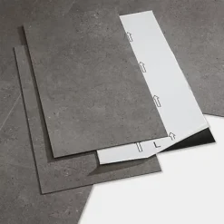 GoodHome Poprock Grey Tile Stone Effect Self Adhesive Vinyl Tile, Pack Of 7