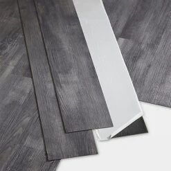 GoodHome Poprock Grey Wood Effect Vinyl Plank, Pack Of 8