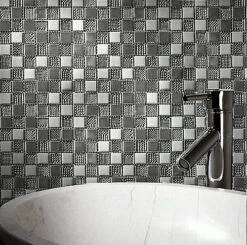 Hammerfest White Glass Mosaic Tile, (L)300mm (W)300mm