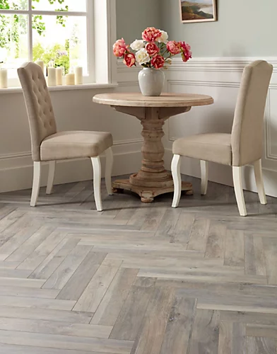 Impero Herringbone - Beach House Oak 12mm Laminate Flooring. 2.2m² Pack 3 Impero Herringbone - Beach House Oak 12mm Laminate Flooring. 2.2m² Pack