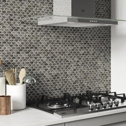 Kiwana Brown Concrete Effect Aluminium Mosaic Tile Sheet, (L)285mm (W)296mm