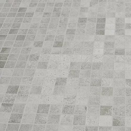 Kontainer Light Grey Matt Concrete Effect Porcelain 5x5 Mosaic Tile Sheet, (L)305mm (W)305mm