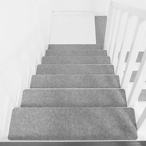 Livingandhome 14Pcs Light Grey Rectangular Anti Slip Adhesive Stair Carpet Treads 550 X 200 Mm 4 Livingandhome 14Pcs Light Grey Rectangular Anti Slip Adhesive Stair Carpet Treads 550 X 200 Mm - Image 2
