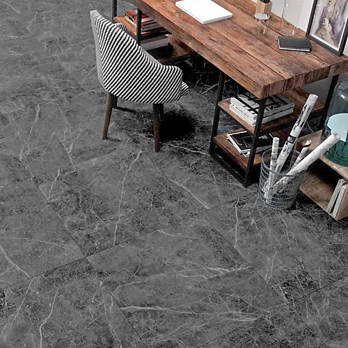 Livingandhome 24Pcs Dark Grey Square Self Adhesive Stone Effect Floor Tiles, 5m² Pack 5 Livingandhome 24Pcs Dark Grey Square Self Adhesive Stone Effect Floor Tiles, 5m² Pack - Image 3