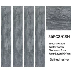 Livingandhome Set Of 36 Dark Grey Rustic Style Wood Plank PVC Laminate Flooring, 5m² Pack -Floors Specialty Shop livingandhome set of 36 dark grey rustic style wood plank pvc laminate flooring 5m pack0735940231701 04c MP
