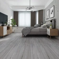 Livingandhome Set Of 36 Grey Rustic Lifelike Wood Grain Self Adhesive PVC Flooring, 5m² Pack