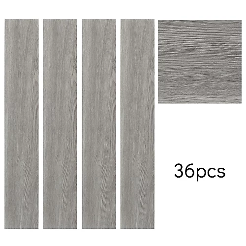 Livingandhome Set Of 36 Grey Rustic Style Wood Plank PVC Laminate Flooring, 5m² Pack 3 Livingandhome Set Of 36 Grey Rustic Style Wood Plank PVC Laminate Flooring, 5m² Pack