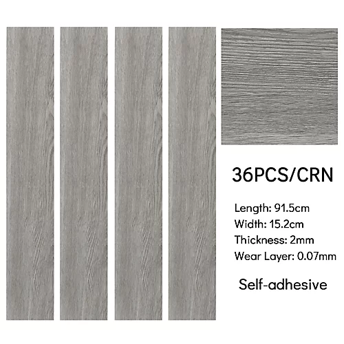 Livingandhome Set Of 36 Grey Rustic Style Wood Plank PVC Laminate Flooring, 5m² Pack 6 Livingandhome Set Of 36 Grey Rustic Style Wood Plank PVC Laminate Flooring, 5m² Pack - Image 4