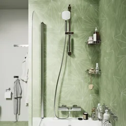 Lyla Green & White Matt Patterned Porcelain Wall & Floor Tile, Pack Of 24, (L)250mm (W)215mm