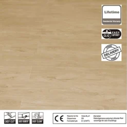 Nes Home Natural Oak SPC Vinyl Click Flooring Roll Anti-Slip Kitchen Bathroom