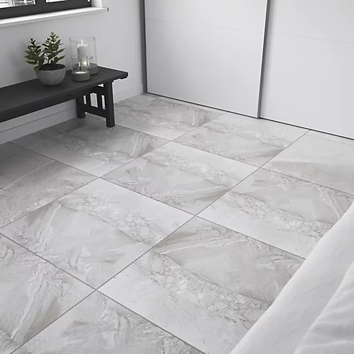 Pesaro Grey Matt Stone Effect Porcelain Wall & Floor Tile, Pack Of 3, (L)600mm (W)600mm