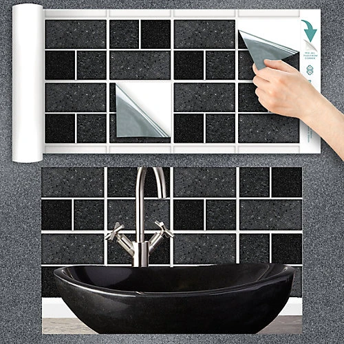 Stick And Go 8 Tile Stickers : Black Granite - To Stick Over 15cm X 15cm (6x6) Tiles Peel Off The StickerRoll - Apply On Tiles 4 Stick And Go 8 Tile Stickers : Black Granite - To Stick Over 15cm X 15cm (6x6) Tiles Peel Off The StickerRoll - Apply On Tiles - Image 2