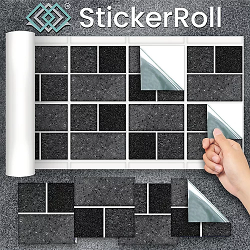 Stick And Go 8 Tile Stickers : Black Granite - To Stick Over 15cm X 15cm (6x6) Tiles Peel Off The StickerRoll - Apply On Tiles 6 Stick And Go 8 Tile Stickers : Black Granite - To Stick Over 15cm X 15cm (6x6) Tiles Peel Off The StickerRoll - Apply On Tiles - Image 4