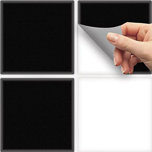 Stick And Go 8 Tile Stickers : Black - To Stick Over 15cm X 15cm (6x6) Tiles Peel Off The StickerRoll - Apply On Tiles