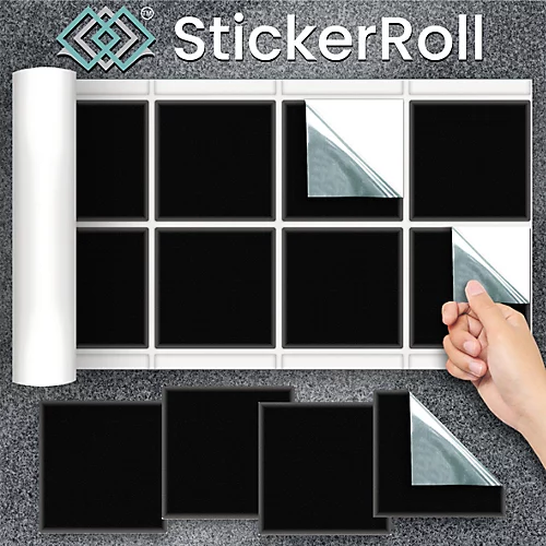Stick And Go 8 Tile Stickers : Black - To Stick Over 15cm X 15cm (6x6) Tiles Peel Off The StickerRoll - Apply On Tiles 6 Stick And Go 8 Tile Stickers : Black - To Stick Over 15cm X 15cm (6x6) Tiles Peel Off The StickerRoll - Apply On Tiles - Image 4