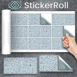 Stick And Go 9 Tile Stickers : Terrazzo Blue - To Stick Over 20cm X 10cm (8x4) Tiles Peel Off The StickerRoll - Apply On Tiles -Floors Specialty Shop stick and go 9 tile stickers terrazzo blue to stick over 20cm x 10cm 8x4 tiles peel off the stickerroll apply on tiles5060300426592 04c MP