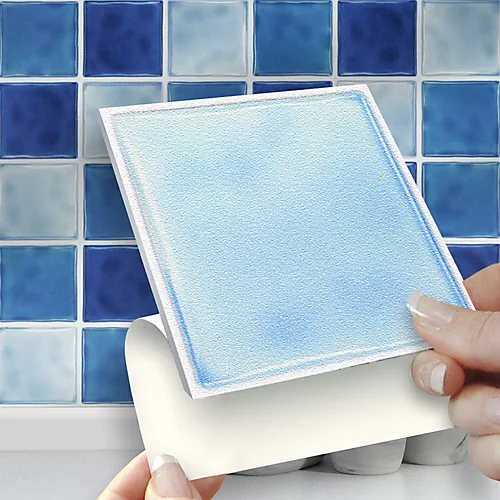 Stick And Go Self Adhesive Stick On Tiles Blue Mix 4" X 4" Box Of 18 Apply Over Any Tile, Or Directly On To The Wall 5 Stick And Go Self Adhesive Stick On Tiles Blue Mix 4" X 4" Box Of 18 Apply Over Any Tile, Or Directly On To The Wall - Image 3