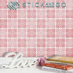 Stick And Go Self Adhesive Stick On Tiles Rosealie 6" X 6" Box Of 8 Apply Over Any Tile, Or Directly On To The Wall