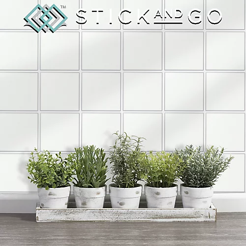 Stick And Go Self Adhesive Stick On Tiles White 4" X 4" Box Of 18 Apply Over Any Tile, Or Directly On To The Wall 3 Stick And Go Self Adhesive Stick On Tiles White 4" X 4" Box Of 18 Apply Over Any Tile, Or Directly On To The Wall