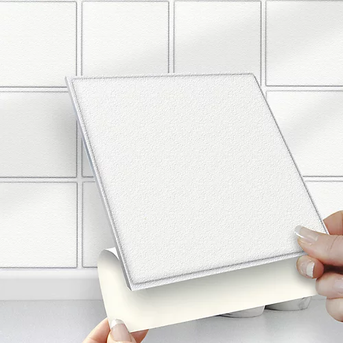 Stick And Go Self Adhesive Stick On Tiles White 6" X 6" Box Of 8 Apply Over Any Tile, Or Directly On To The Wall 5 Stick And Go Self Adhesive Stick On Tiles White 6" X 6" Box Of 8 Apply Over Any Tile, Or Directly On To The Wall - Image 3
