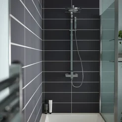 Tones Charcoal Satin Ceramic Wall Tile, Pack Of 17, (L)400mm (W)150mm -Floors Specialty Shop tones charcoal satin ceramic wall tile pack of 17 l 400mm w 150mm5010921521718 01i bq