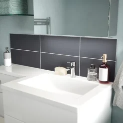 Tones Charcoal Satin Ceramic Wall Tile, Pack Of 17, (L)400mm (W)150mm