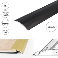 Value 5 Pack A49 61mm Anodised Aluminium Self Adhesive Door Threshold Ramp Profile Black 1m -Floors Specialty Shop value 5 pack a49 61mm anodised aluminium self adhesive door threshold ramp profile black 1m5056691371924 03c MP