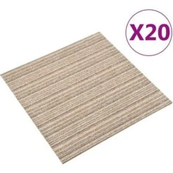 VidaXL Carpet Floor Tiles 20 Pcs 5 MÂ² 50x50 Cm Striped Beige